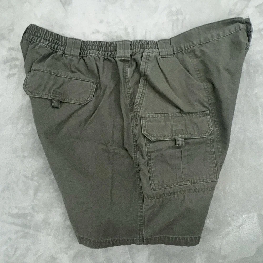 Basic Editions Mens Cargo Shorts Olive Green Elastic Waist‎ Cotton XXL